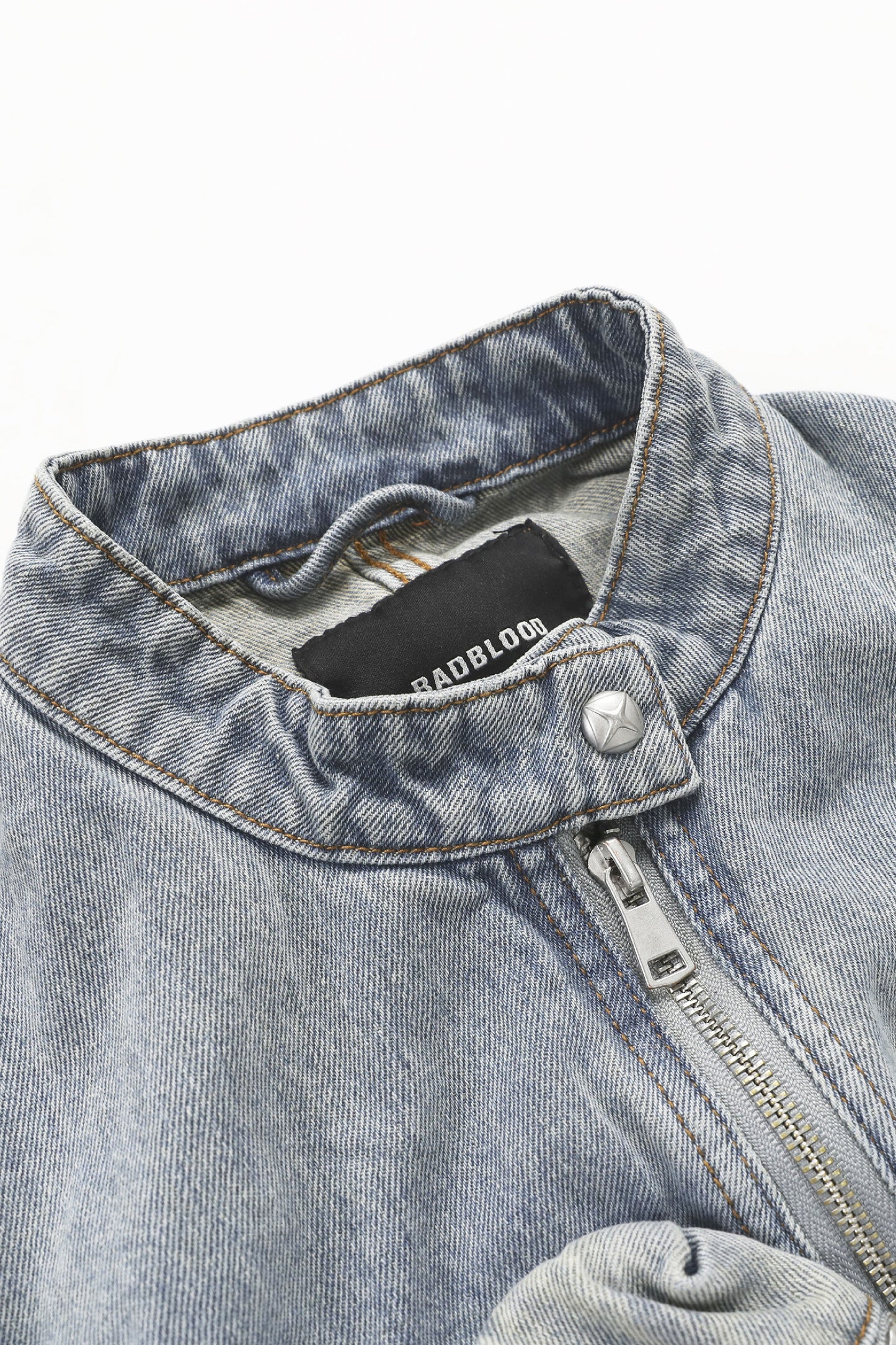 Badblood Bonnie Denim Cargo Crop Jacket Sky Blue