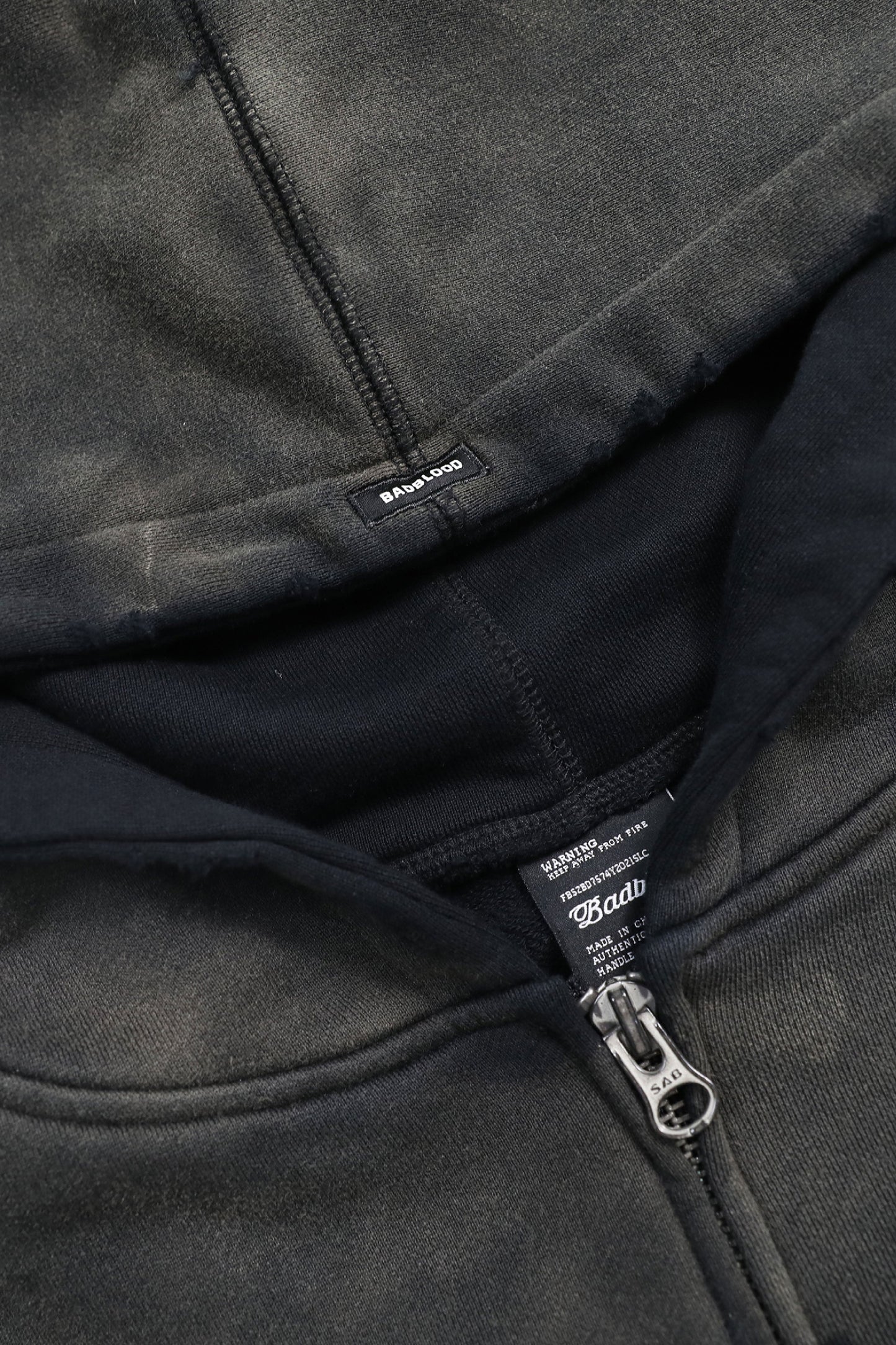 Badblood Sun Faded Hood Zip-up Large Fit Black