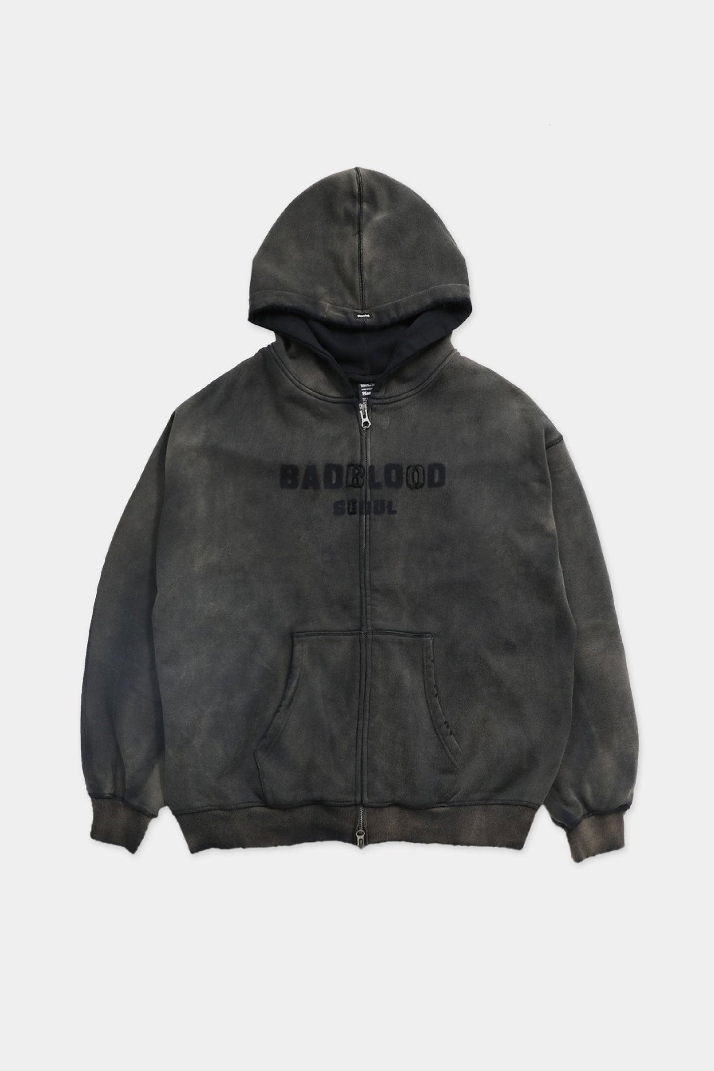 Badblood Sun Faded Hood Zip-up Large Fit Black