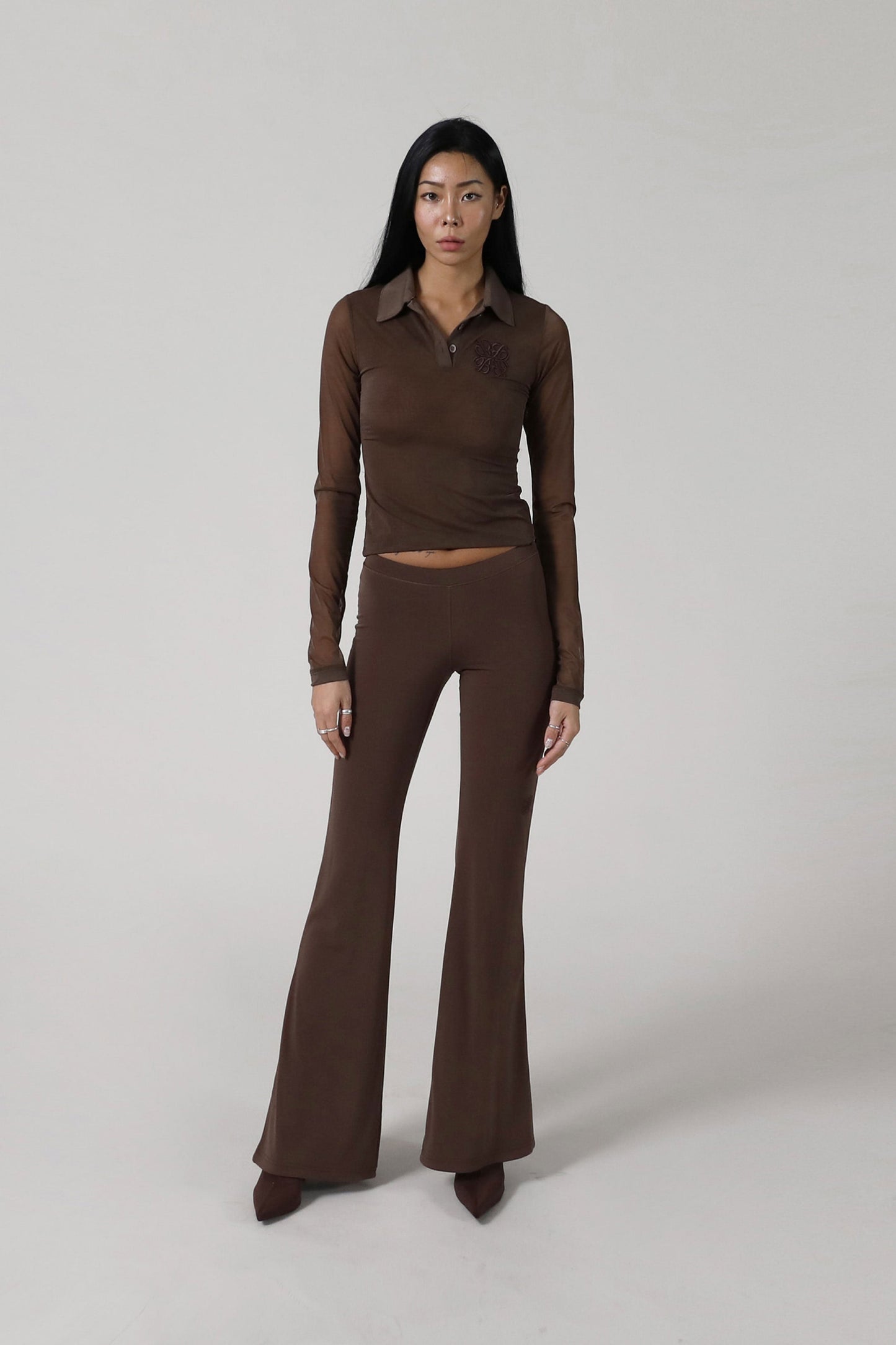 Badblood Ego Low-Rise Bootcut Trousers Clay