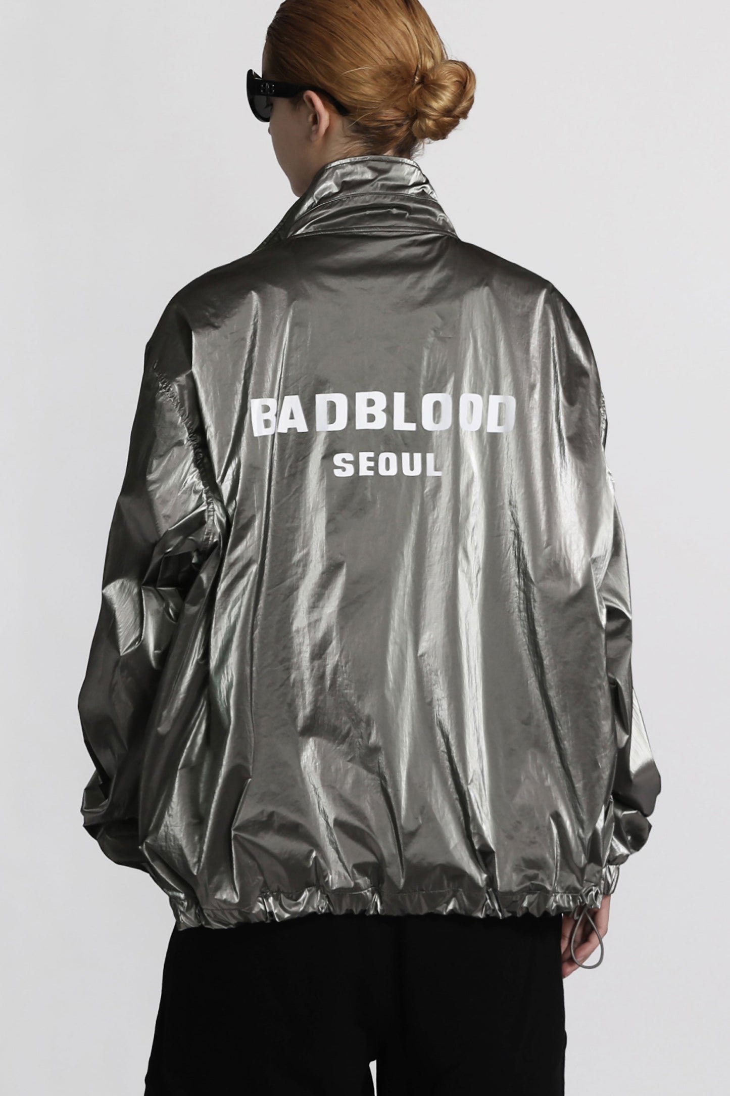 Badblood Printed Logo Nylon Track Jacket Khaki