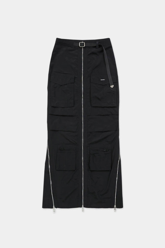 Badblood Parachute Zip Up Cargo Skirt Black