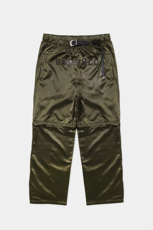 Badblood Leather Logo Nylon 2 Way Track Pants Khaki