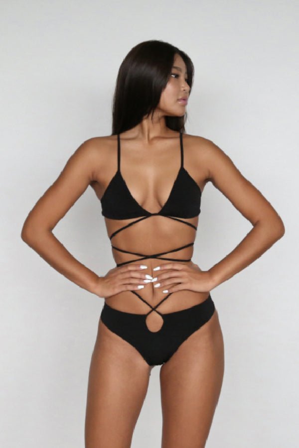 Badblood Ego lace-up bikini Bottom Black