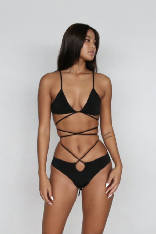 Badblood Ego lace-up bikini Bottom Black