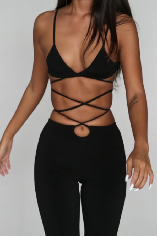 Badblood Ego lace-up bikini Bottom Black