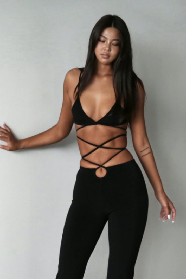 Badblood Ego lace-up bikini Bottom Black