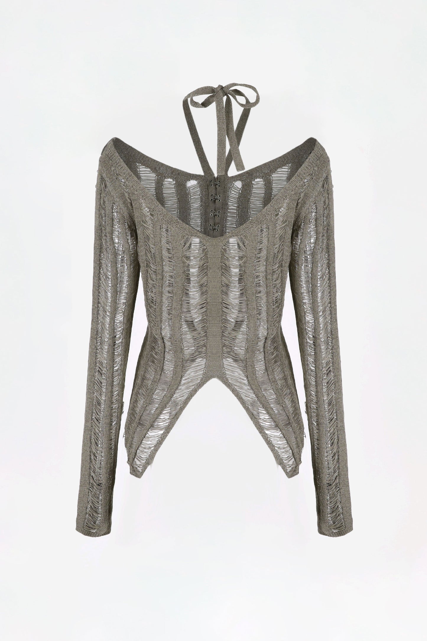 Badblood Ladder Knit Cardigan Easy Fit Gray