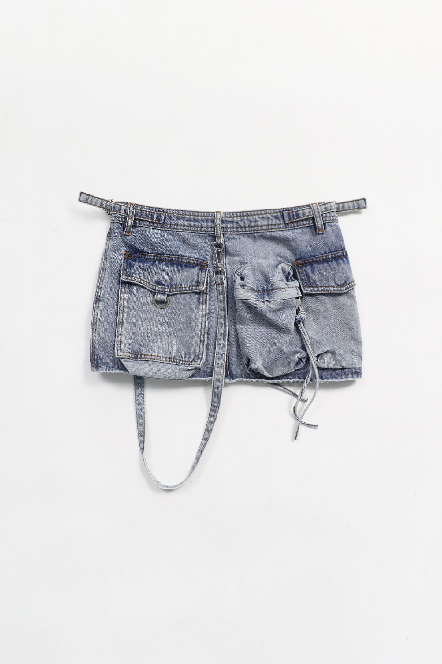 Badblood Bonnie Denim Cargo Mini Skirt Mid Blue