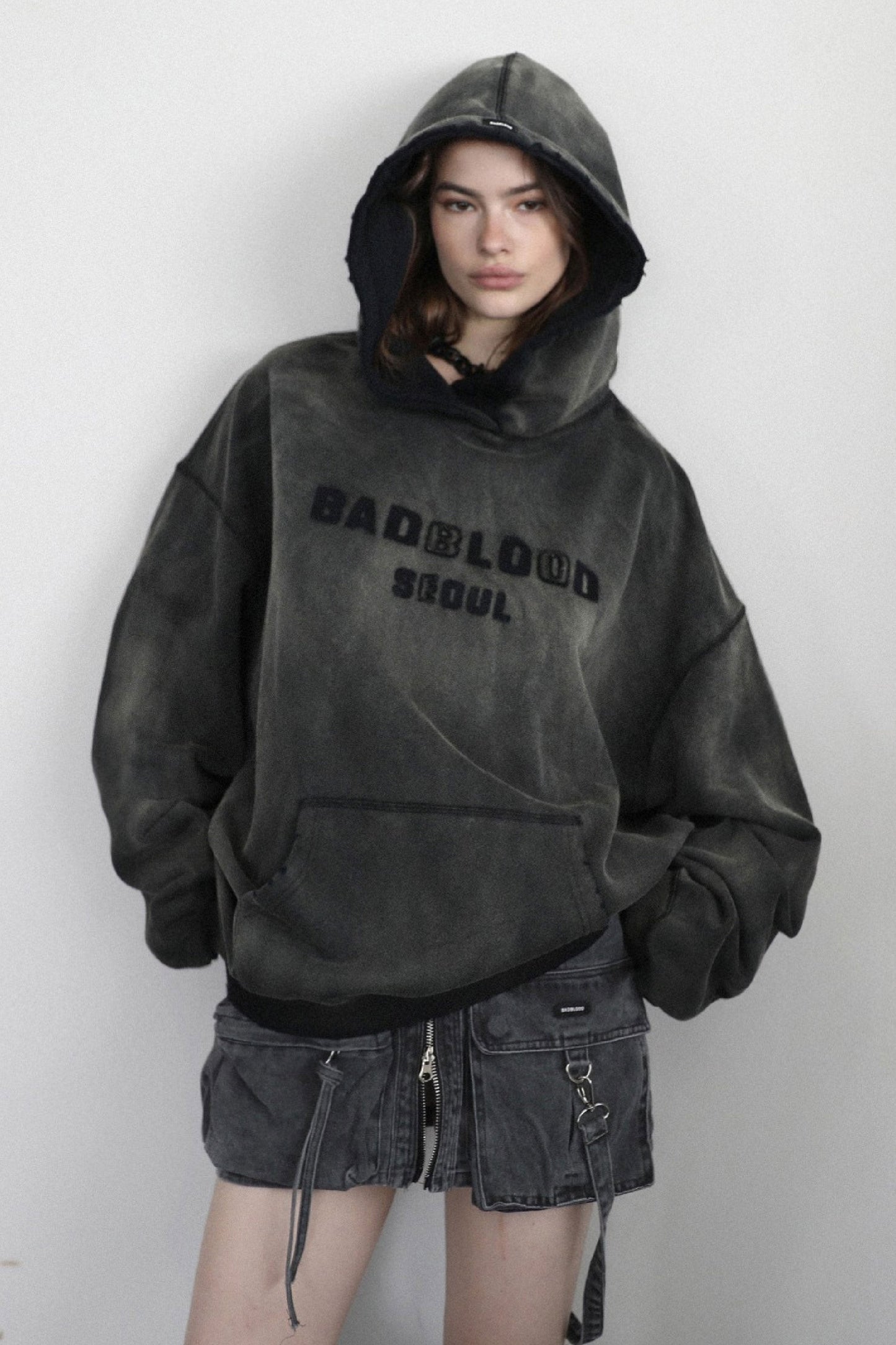 Badblood Sun Faded Hood Large Fit Black