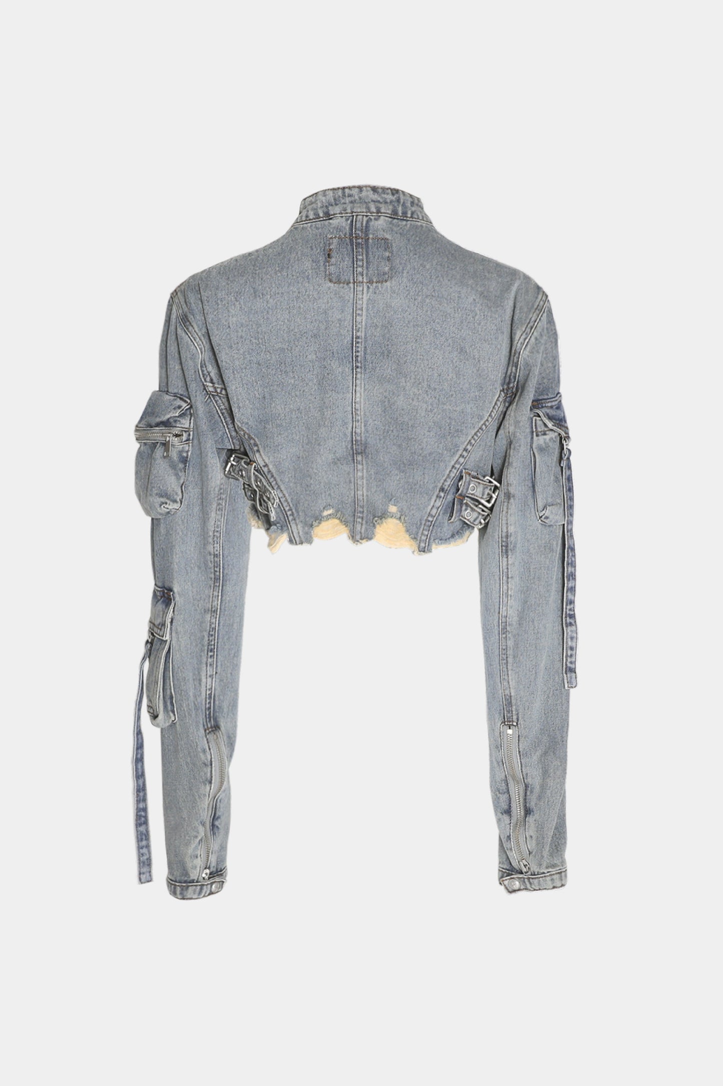 Badblood Bonnie Denim Cargo Crop Jacket Sky Blue