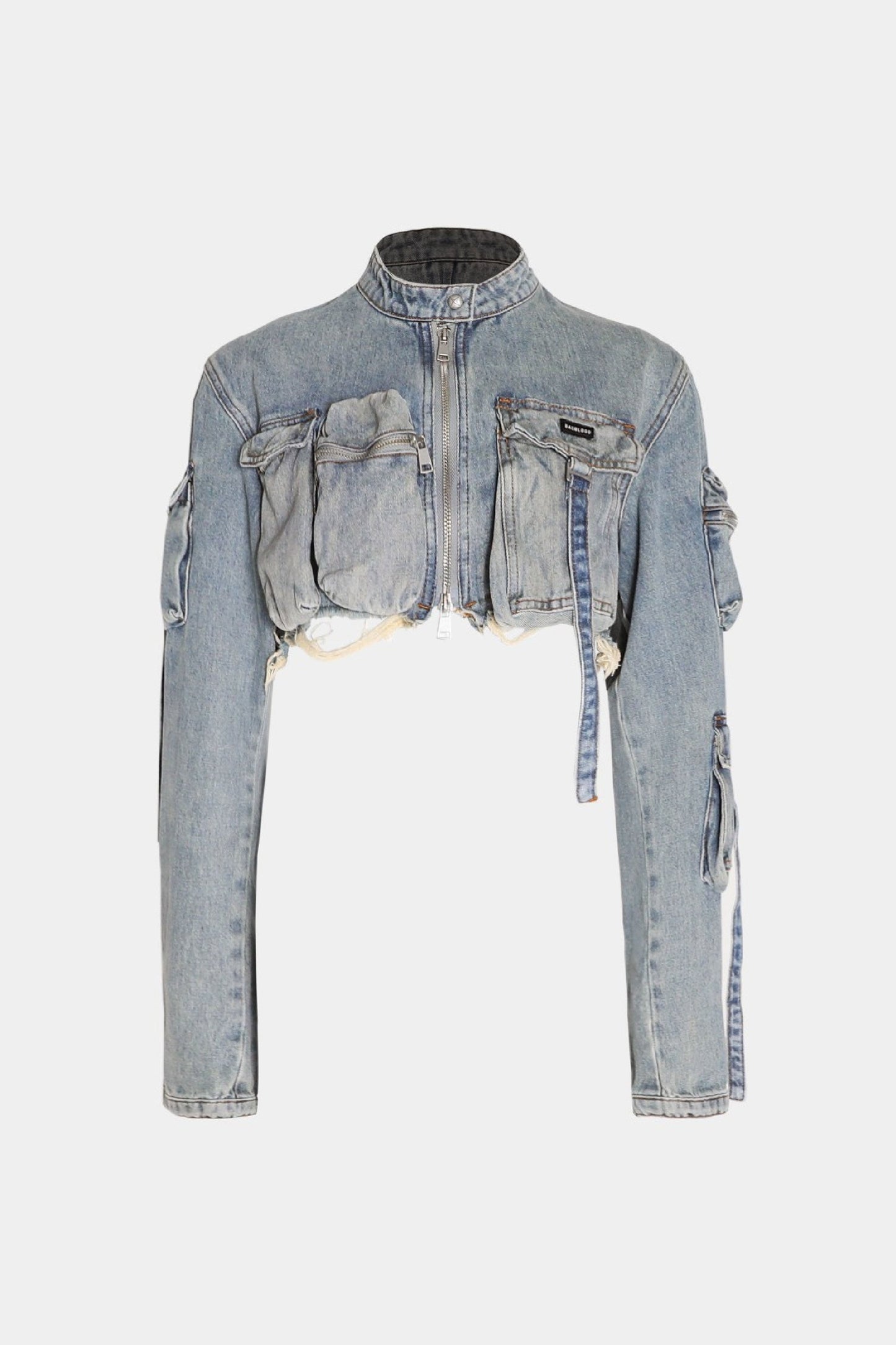 Badblood Bonnie Denim Cargo Crop Jacket Sky Blue